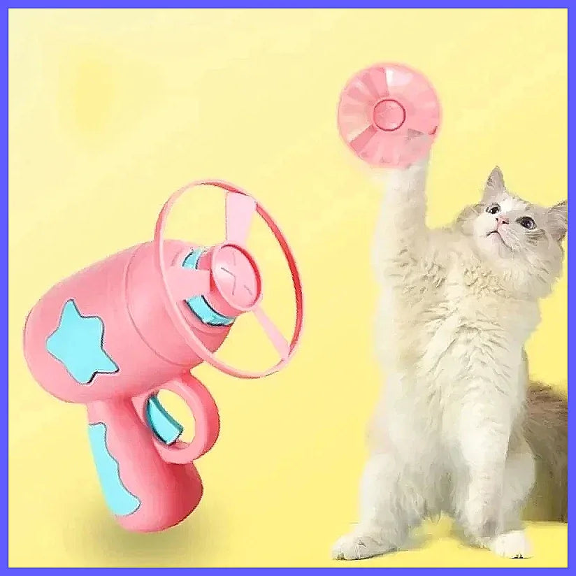 Funny Interactive Cat Toy Launcher Gun Mini Flying Disc Shooting Chaser for Kitten Training Games, Auto Eject Pet Supplies Gi
