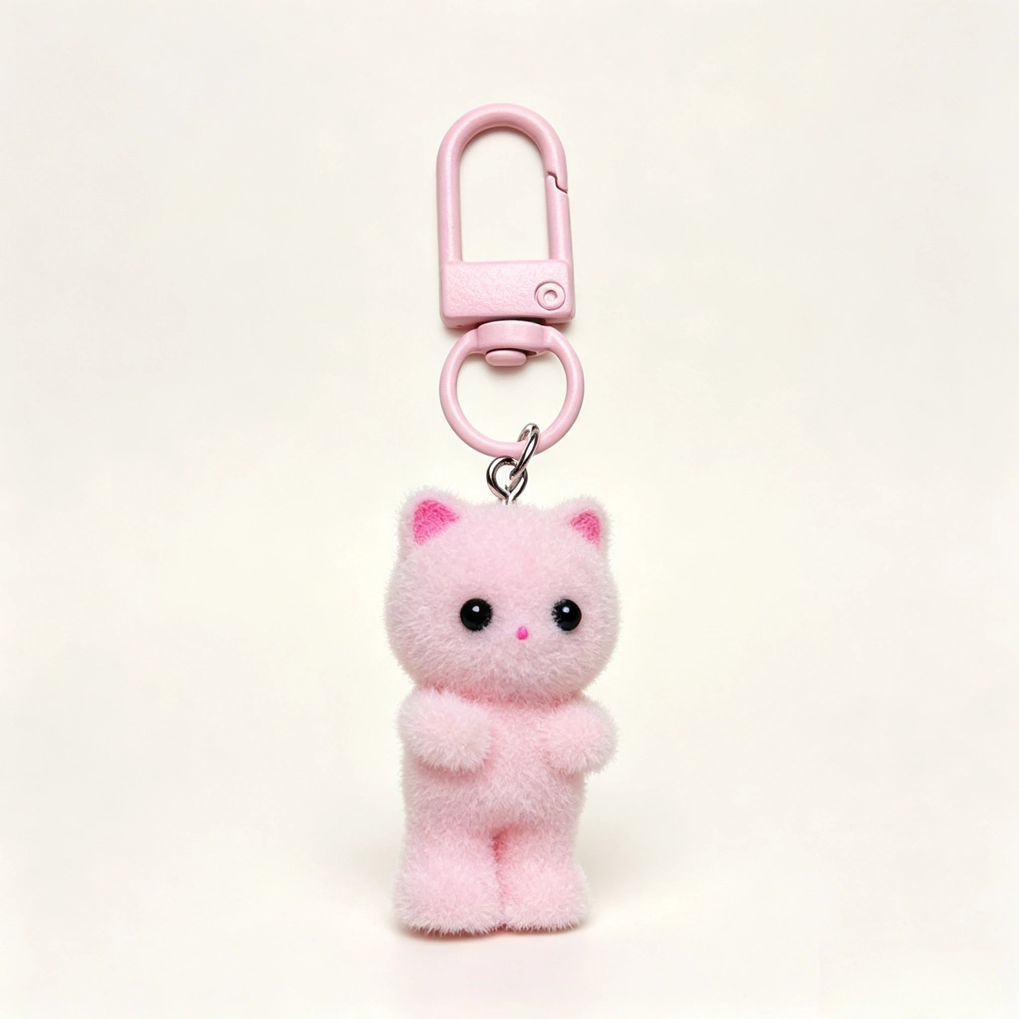 Cute Angel Wing Flocking Cat Charm Keychain for Women Cute Mini Kitten Bag Pendant Sweet Girl Phone Lanyard Keychain Accessories