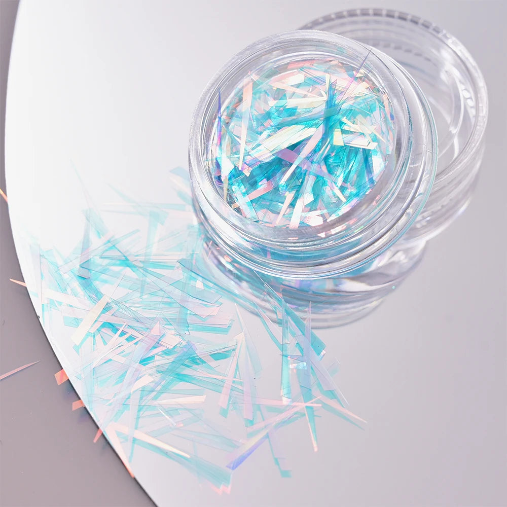 1Box Irregular Holographic Broken Glass Paper Aurora Nail Foil Decal Gradient Laser Flakes Sticker DIY Accessories Manicure Deco