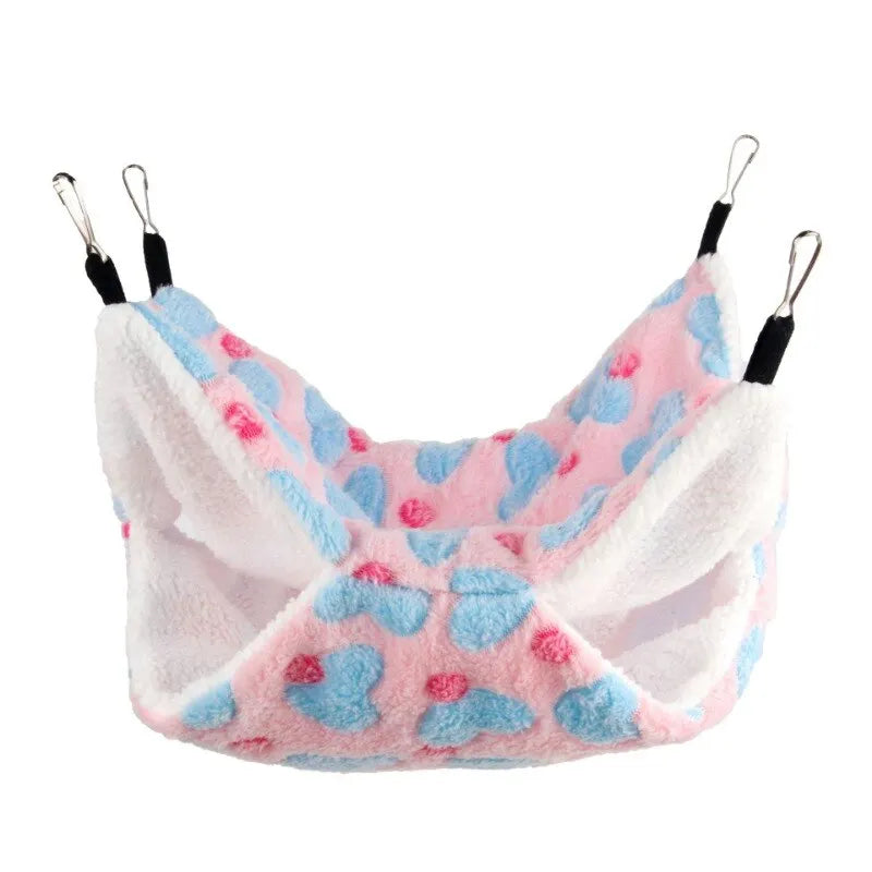 Hamster Hammock Small Pet Hanging Bed Double Warm Thickened Honeybug Flying Squirrel Guinea Pig Hammock Pet Cage Accessories