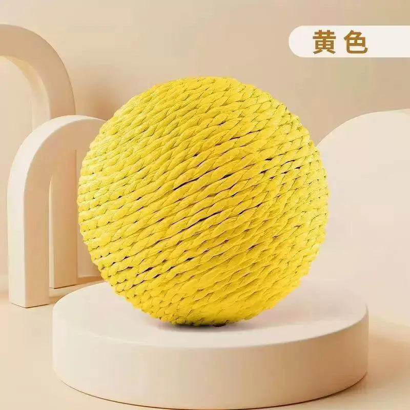 Interactive Sisal Cat Scratching Ball Toy For Kitten Teeth Cleaning Anti Bite Cat Ball Sounding Toy Pet Supplies