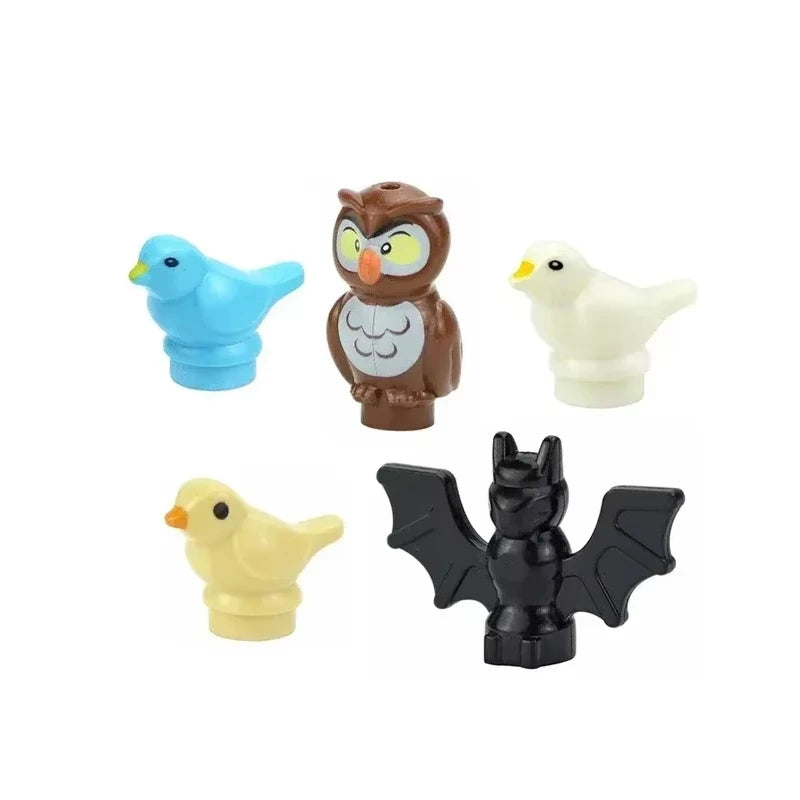 MOC Animal Scene Building Blocks Cats Dogs Sheep Pigs Chickens Eagle Parrots Dolphin Zoo Fram Accessories DIY Toys Bricks T14