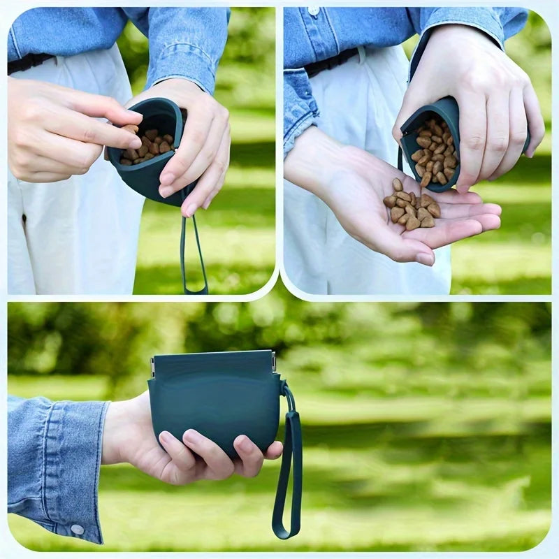 1pc Portable Silicone Dog Treat Bag Pet Dog Train Food Snacks Pockets Bag Walking Dog Training Food Storage Product Supply