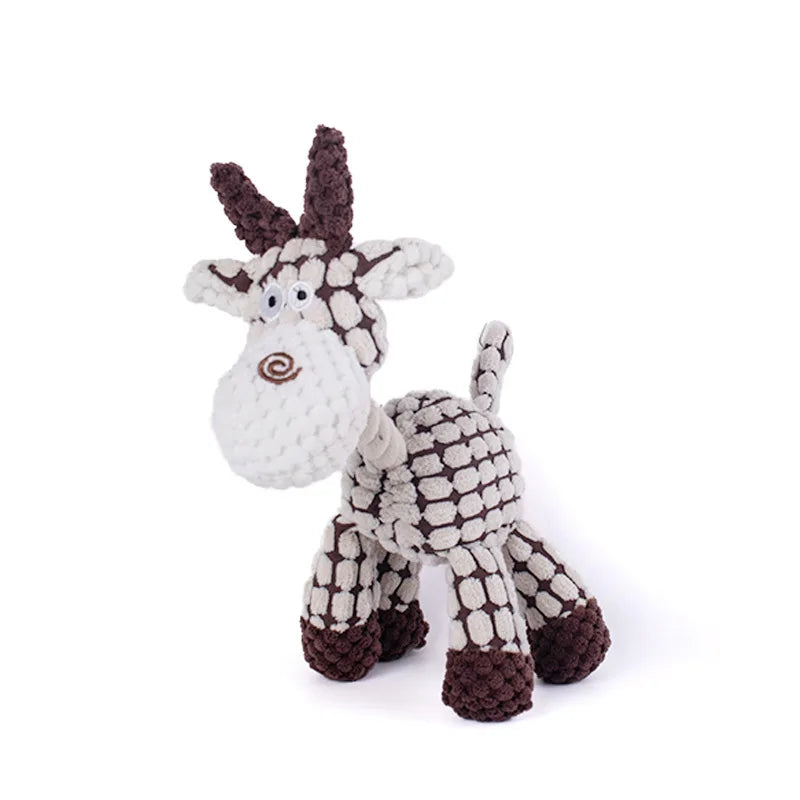 Plush Dog Toy Animals Shape Bite Resistant Squeaky Toys Corduroy Dog Toys for Small Large Dogs Puppy Pets Training Accessories
