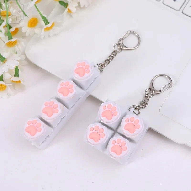 Cute Cat Paw Silicone Fidget Keychain Stress Relief Toy Portable Decor Gift For Mechanical Keyboard Lovers