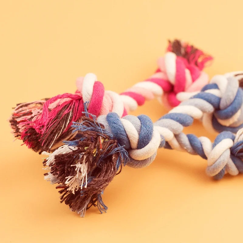 Random Color Pet Dog Toy Bite Rope Double Knot Cotton Rope Funny Cat Toy Bite Resistant and Sharp Teeth Pet Supplies Puppy Toys