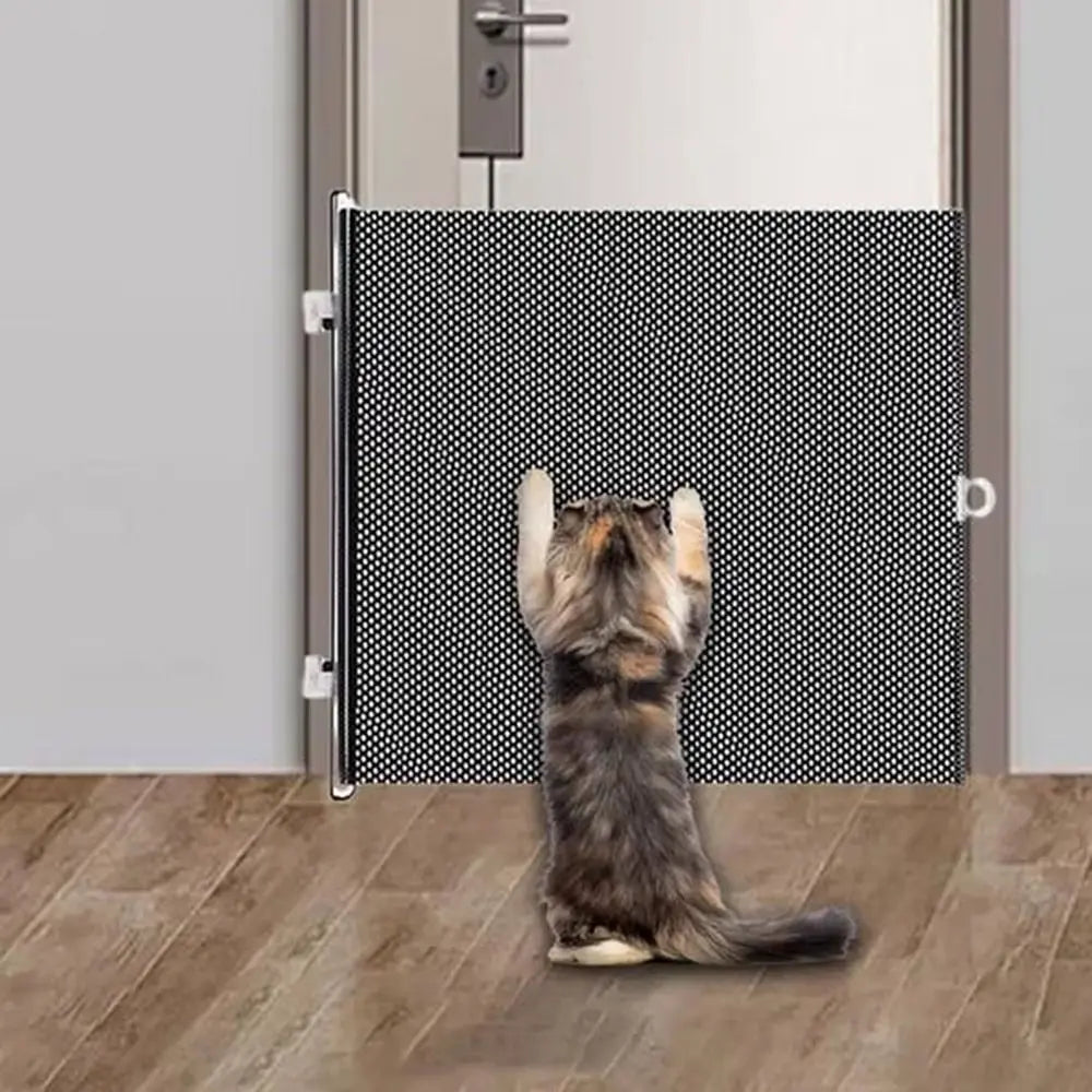 Retractable Folding Pet Fence Barrier with Universal Hooks Baby Safe Guard Door Easy Installation Pet Isolation Gate for Dogs