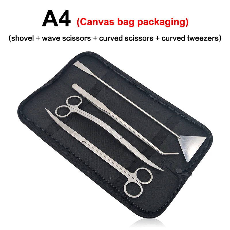 Aquarium Scissor Tools Set Wave Scissors Tweezers Plants Grass Stainless Cleaning Tools Fish Tank Shovels Aquarium Accessories