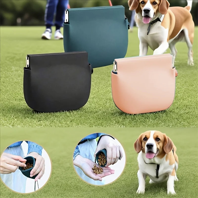 1pc Portable Silicone Dog Treat Bag Pet Dog Train Food Snacks Pockets Bag Walking Dog Training Food Storage Product Supply