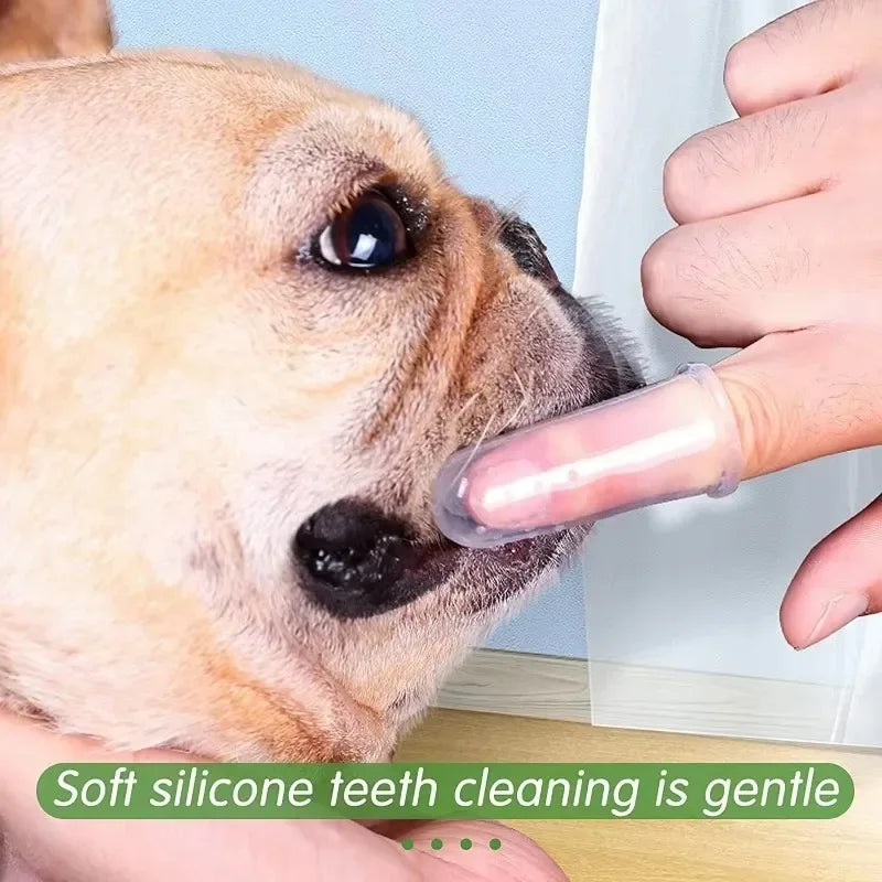 Super Soft Pet Finger Toothbrush Teddy Dog Brush Bad Breath Tartar Teeth Care Tool Dog Cat Cleaning Silicagel Pet Supplies
