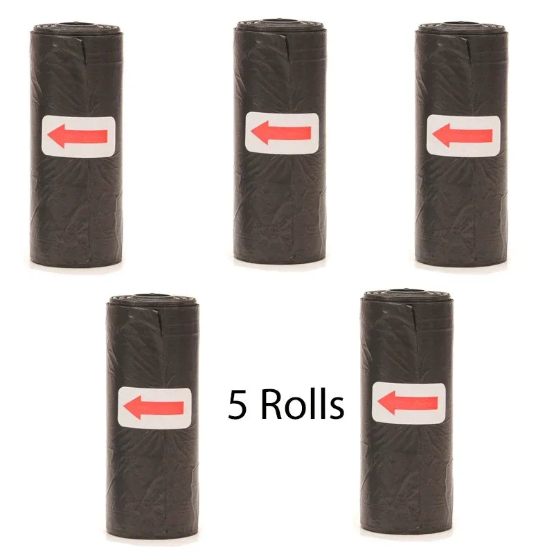 Disposable Pet Poop Bags Dog Poop Bag Bone Dispenser with Leash Clip Puppy Dog Products Supplies 5Roll(75Pcs) Bags