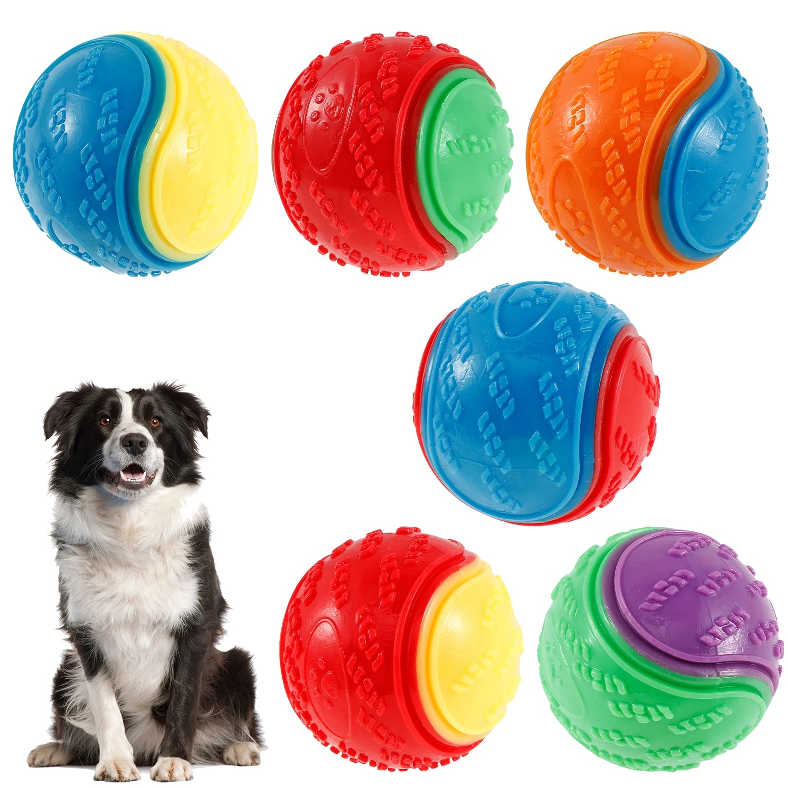 6Pcs Dog Squeaky Balls Toys Interactive Soft TPR Dogs Chew Toy for Pet Teeth Cleaning Bite Resistance Pet dogs accessories