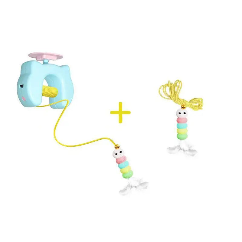Electric Cat Toy with 2 Ropes Auto Swing Feather Toy Interactive Kitten Toy For Self Playing  Caterpillar Interactive Cat Toys