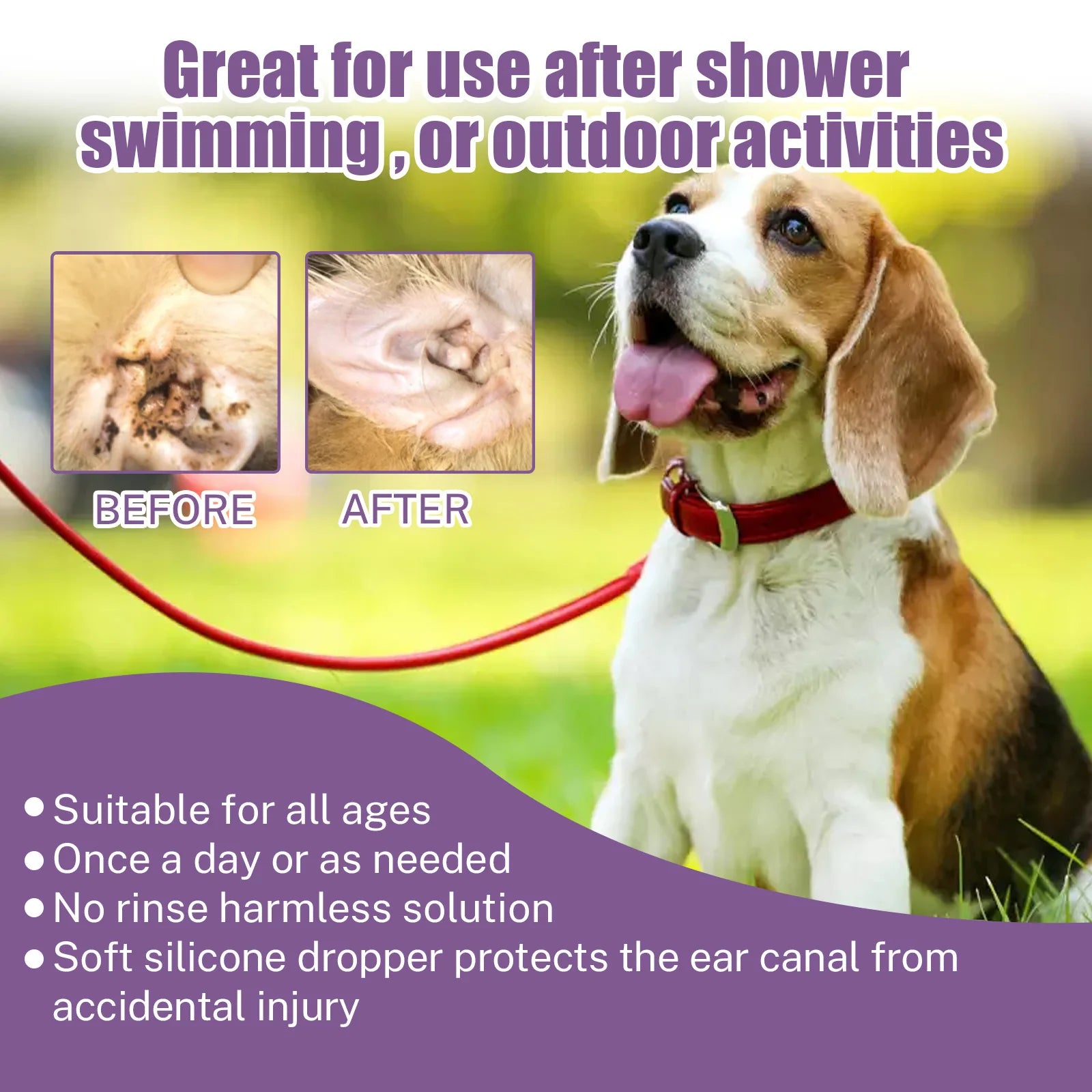 Yegbong Pet Ear Cleaning Solution Relief Discomfort Odor Control Prevention Earwax Dog Cat Ear Water Wash Liquid Products 118ml