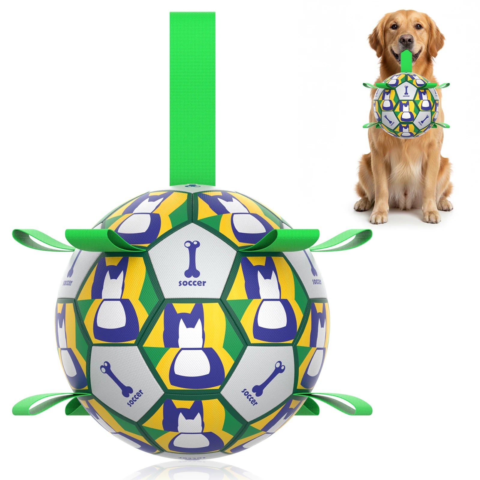Premium 6-Inch Dog Soccer Ball with Handles Chew Resistant Durable Herding Ball for Small/Medium Dogs Training And Outdoor Play