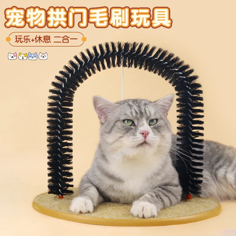 Arch Cat Self Groomer Brush, Cat Rubbing Massager Arch Door, Cat Scratching Pad Pet Hair Remover Grooming Toy