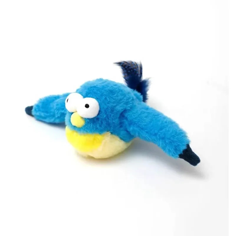 Hot Cat Interactive Toys Catnip Electric Pat Bird (with Catnip) Dog Cats Touch-Activated Squeaky Plush Toy Pet USB Rechargeable