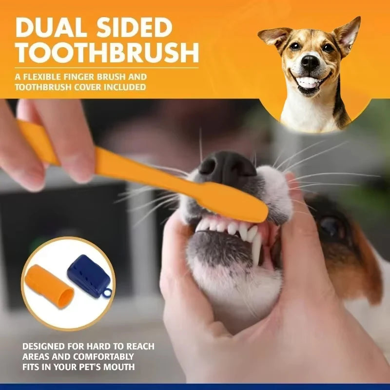 Universal Toothpaste Toothbrush Set Dog Gum Care Products Kit Pet Cleaning Tools Kit Reduces Plaque & Tartar Buildup for Pet