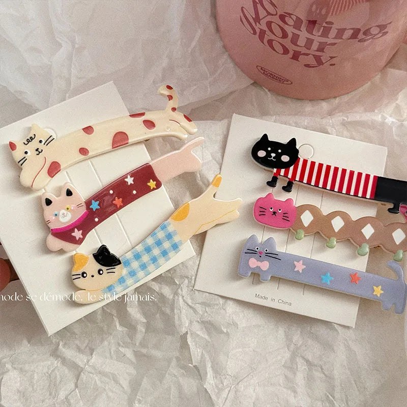 Cute long cat duckbill hair clip sweet girl heart bangs clip new Japanese and Korean cartoon headwear hair accessories for women