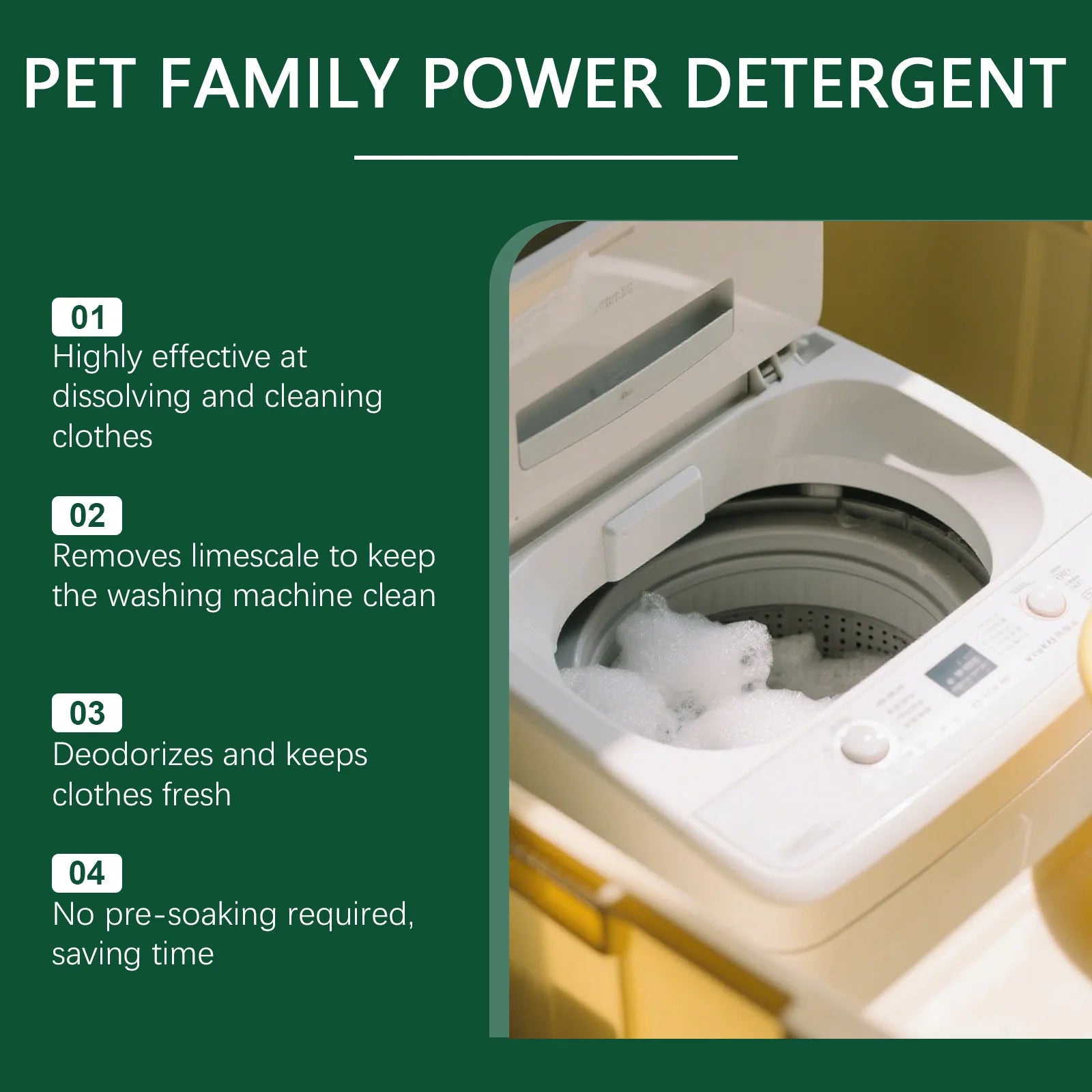 Dissolve Pet Hair Powder For Washing Machine Reduce Cat Hair Pet Clothing Household Safe Dog And Cat Hair Dissolving Cleaners