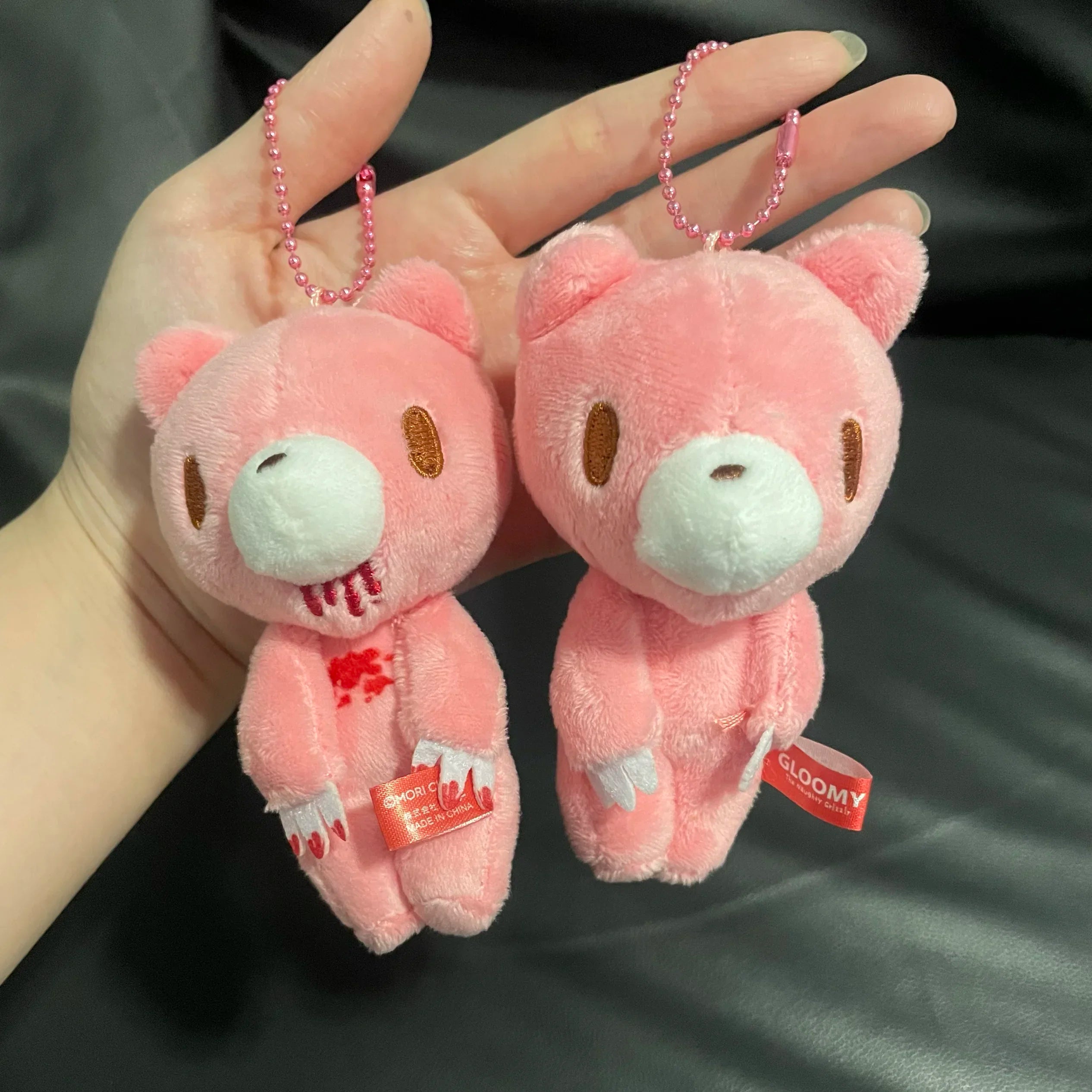 12cm Pink Bear Plush Pendant Toy Bloodthirsty Pink Bear Gift Doll Pet Companion Toy Accessories Christmas Birthday Girl Gift
