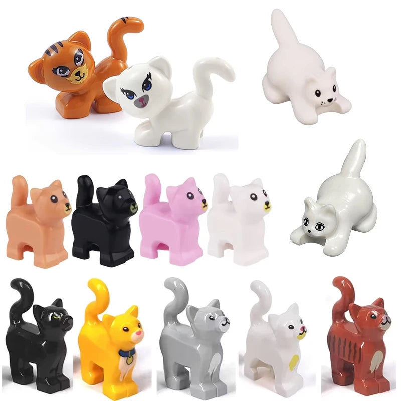 MOC Animal Scene Building Blocks Cats Dogs Sheep Pigs Chickens Eagle Parrots Dolphin Zoo Fram Accessories DIY Toys Bricks T14