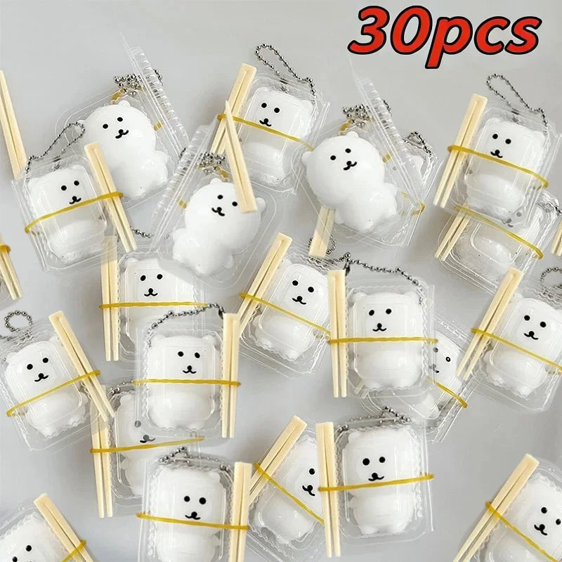 Joke Bear Anime Pinch Squeeze Lunch Box Keychain Cute Polar bear Bag Pendant Kawaii Soft Stuffed Squishy Toys Birthday Gift