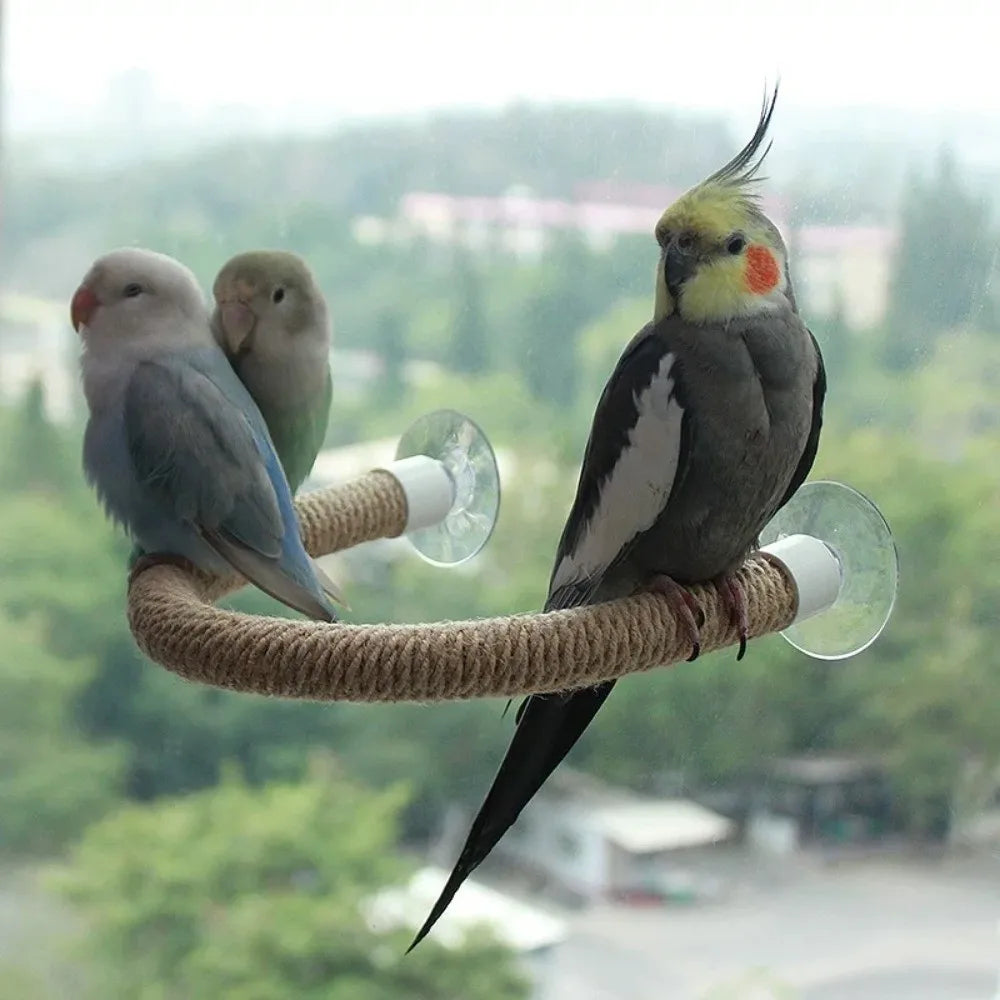 Linen Rope DIY Bendable Perch for Birds Non-slip Comfortable Grip Suction Cup Bird Climbing Rope Stable Durable