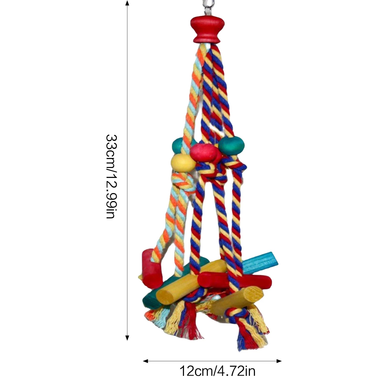 Cage Hanging Rope Bird Climbing Chewing Toys Multicolored Natural Wooden Bird Chewing Toys for Conure Cockatiel Budgies