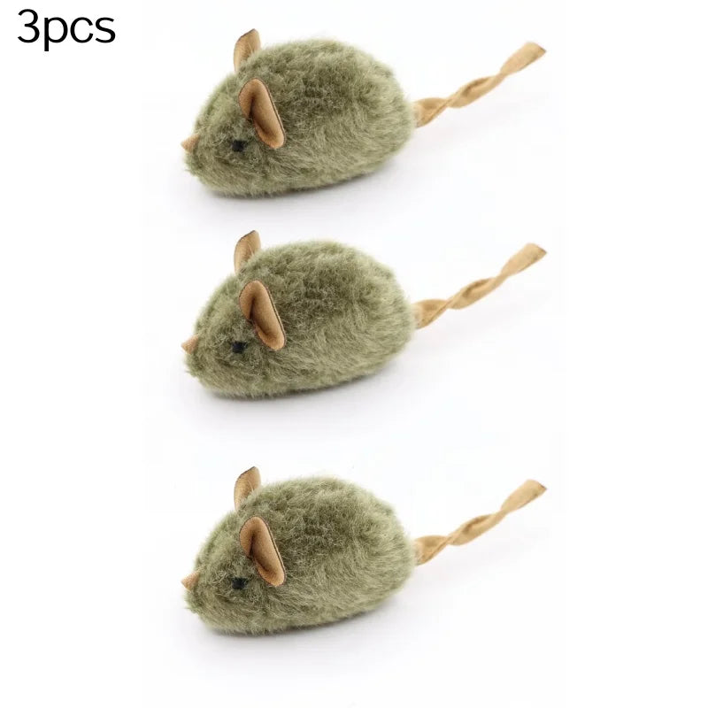 2Pcs Type Of Cat-teasing Plush Simulation Mouse Toy Long Plush Bird Chirping Mouse Scratch-resistant And Biting Interactive Toy