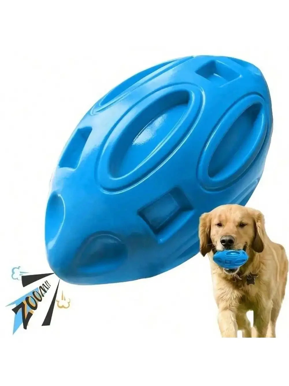 1pc Indestructible Squeaky Rugby Ball Dog Chew Toy - Durable Rubber Ball For Aggressive Chewers, Teething And Play Fun