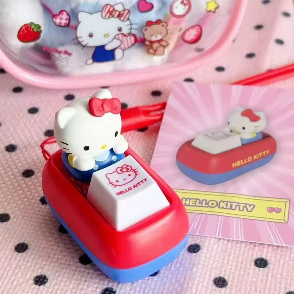 Anime Hello Kitty Voice Button Keychain Kt Cat Keycap Stress Reducing Toy Keyboard Desktop Decoration Birthday Keychain Gift