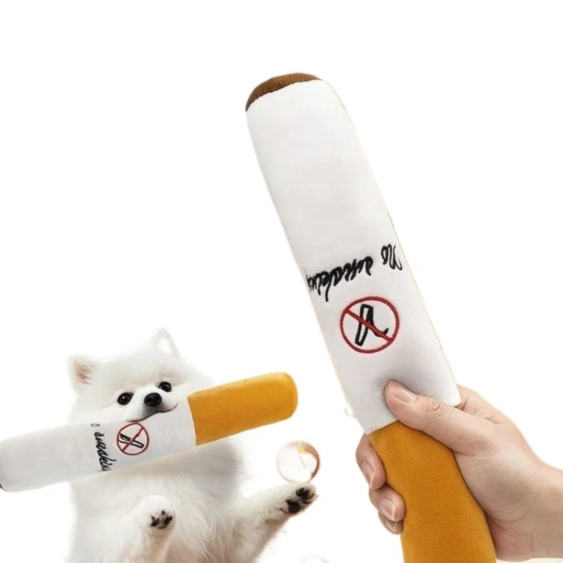 Funny Pet Toys Cigar Big Smoke Plush Squeak Dog Chew Toy Interactive Molar Chew Toy Bite Resistant Fake Cigarette Dog Chew Toy
