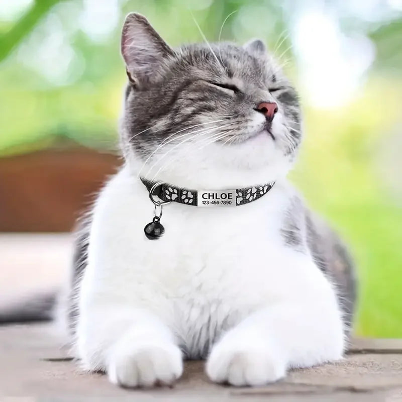 Anti-lost Engraved Cat Collar With Bell Fast Breakaway Customize Name Id Tag Personalized Pet Products Accessory