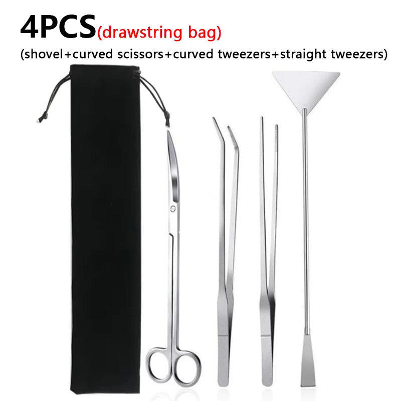 Aquarium Scissor Tools Set Wave Scissors Tweezers Plants Grass Stainless Cleaning Tools Fish Tank Shovels Aquarium Accessories