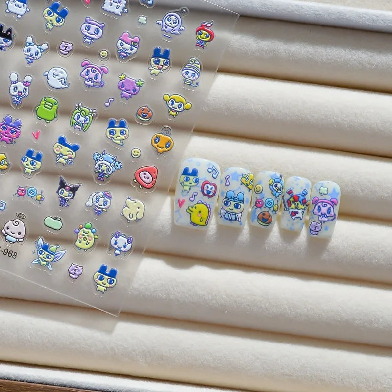 New electronic pet Mamachi Kuchipachi 3D relief nail stickers, decorative high-value cartoon cute DIY decorative stickers D