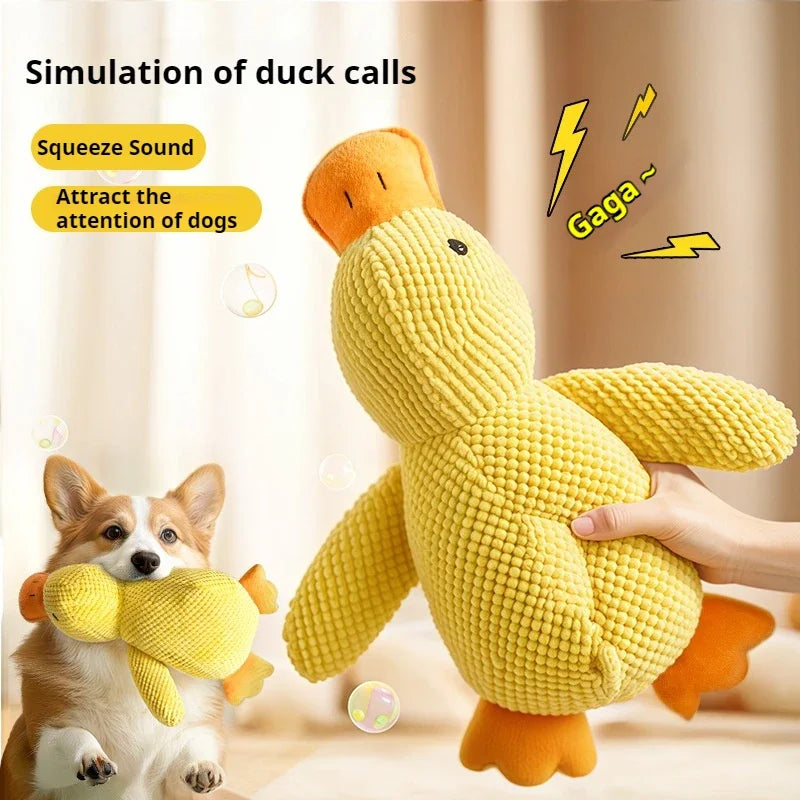 Dog Plush Duck Toy, Squeaky Bite Resistant Pet Toy, Teeth Grinding Relief Companion Sleeping Duck for Dog Chew Play