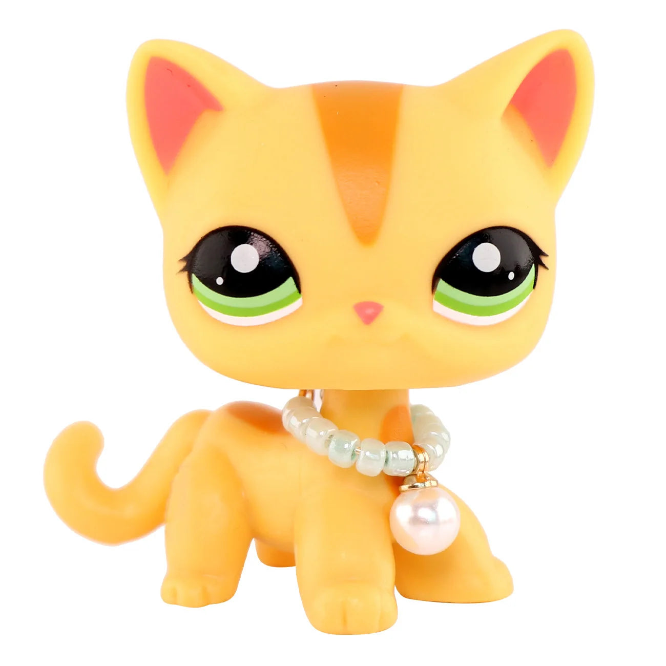 LPS Mini Pet Shop Pet Bobble Head Toy Rare Yellow Short Hair Cat Collectible Gift for Child Cute Animal Toys