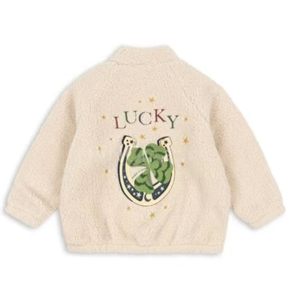2025 Autumn KS Toddler Girls Lambswool Cats Jacket Boys Cartoon Cotton Fleece Outwear Coat Kid Winter Clothes Child Beetle Coats
