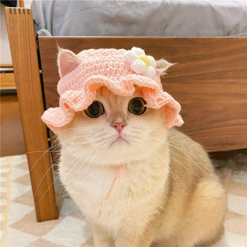 Cat Hat Elastic Cute Refined Pet Hat Puppy Kittens Knitted Hat Party Photo Shoot Props Decoration Cat Accessories
