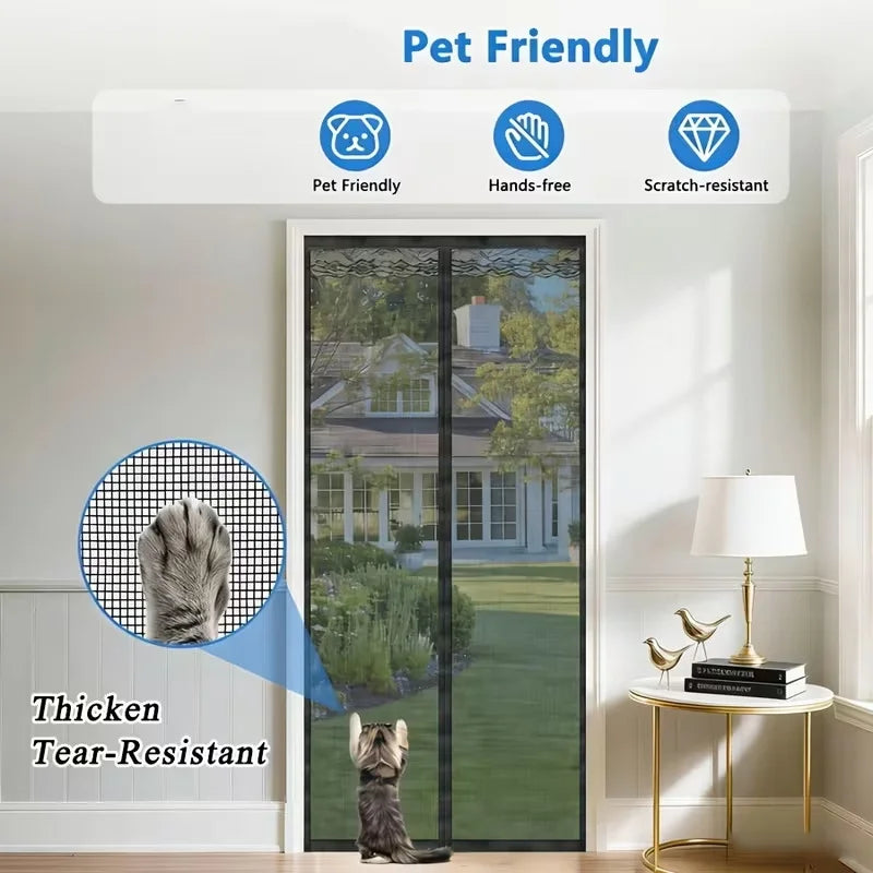 Magnetic Mosquito Screen Door, Thickened Diamond Screen Door Curtain Tear Resistant, Pet Friendly, Ventilated and Breathable