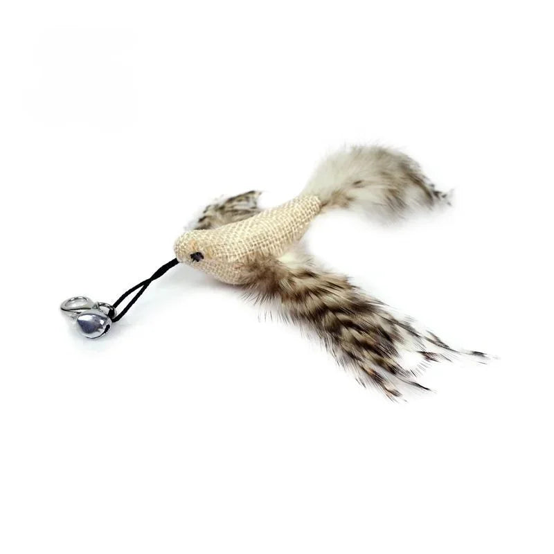 Cat Feather Toy Accessories False Birds Worm Toy with Bell Kitten Cat Toys Interactive Replacement Refill Foam Ball Training