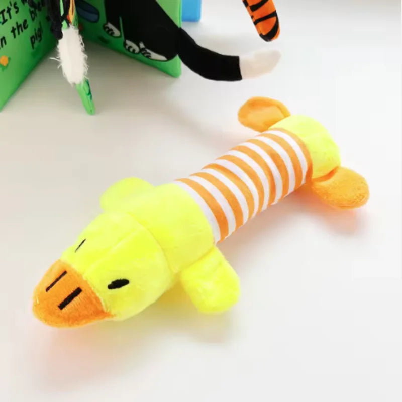 Cartoon Plush Pet Dog Toy Bite Resistant Decompression Duck Piglet Elephant Shapes with Cute Sounds for Cats And Dogs