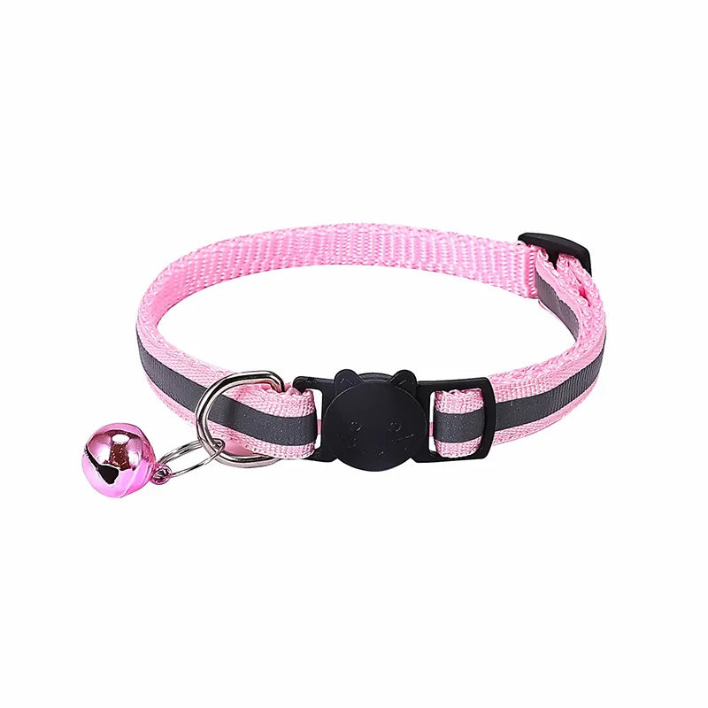 Adjustable Reflective Breakaway Cat Collar with Bell Safety Elastic Neck Ring Necklace Pet Products in Multiple Colors