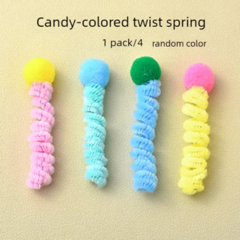 4/200Pcs Cat Spring Toy Cat Spiral Toys Interactive for Indoor Colorful Cats Plastic Springs Coil for Kitten Hunting Swatting