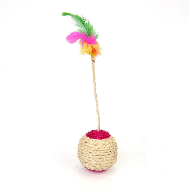 Interactive Sisal Cat Scratching Ball Toy Anti-Bite Teething Kitten Pet Supplies with Teeth Cleaning Feature Sound Making