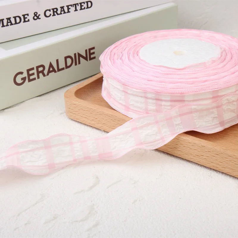 Cotton fabric plaid wavy edge lace barcode DIY headwear gift box clothing frame bow knot production material pet supplies ribbon