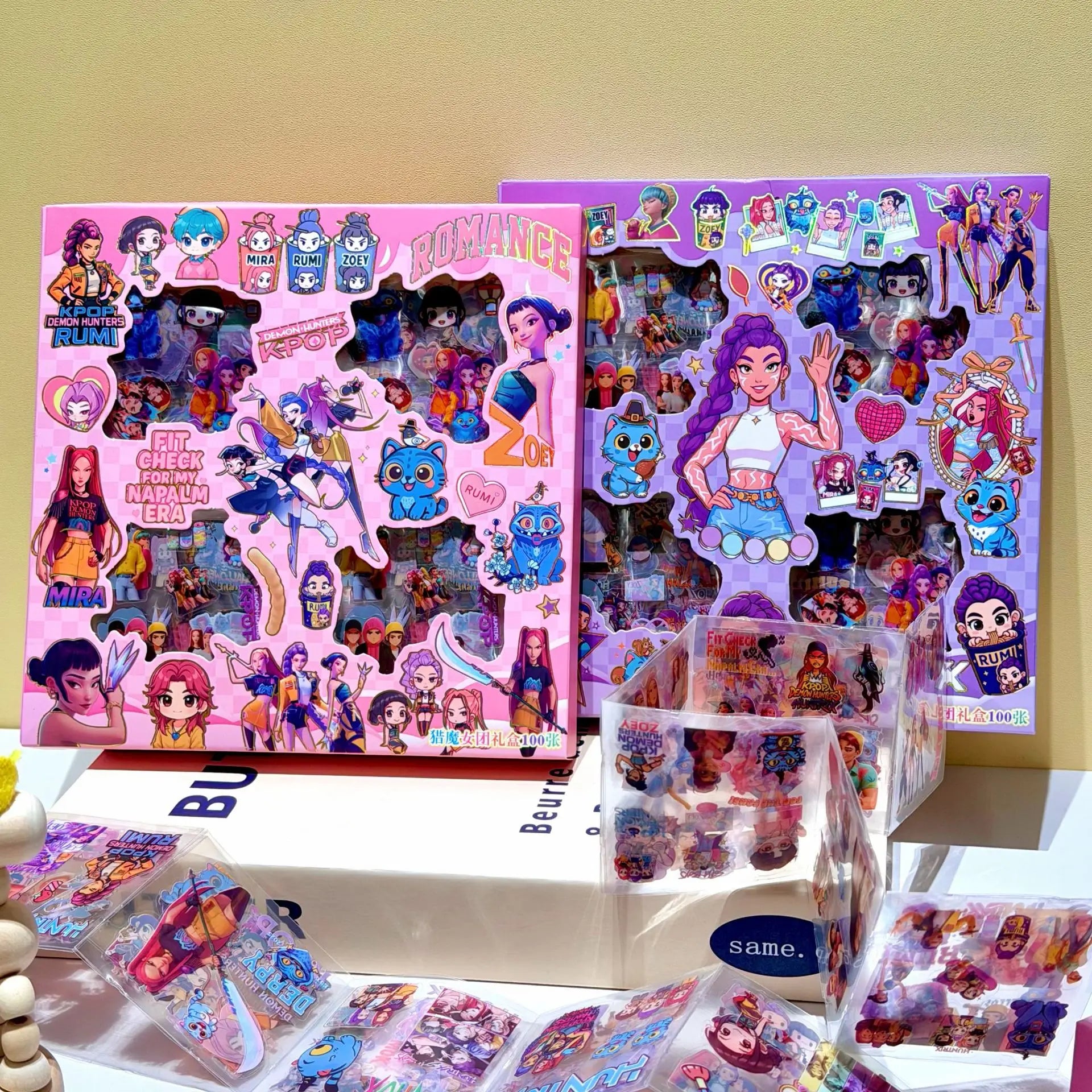 100pcs/set Cartoon Anime Stickers Rumi Mira Zoey Waterproof DIY Decorative Gifts for Guitar Notebook Luggage