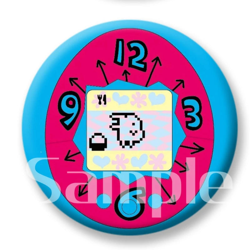 Tamagotchi Electronic Pets Cute Round Brooch Badge Refrigerator Magnets Keychain Mirror 58mm Jewelry Accessories Kawaii Gifts