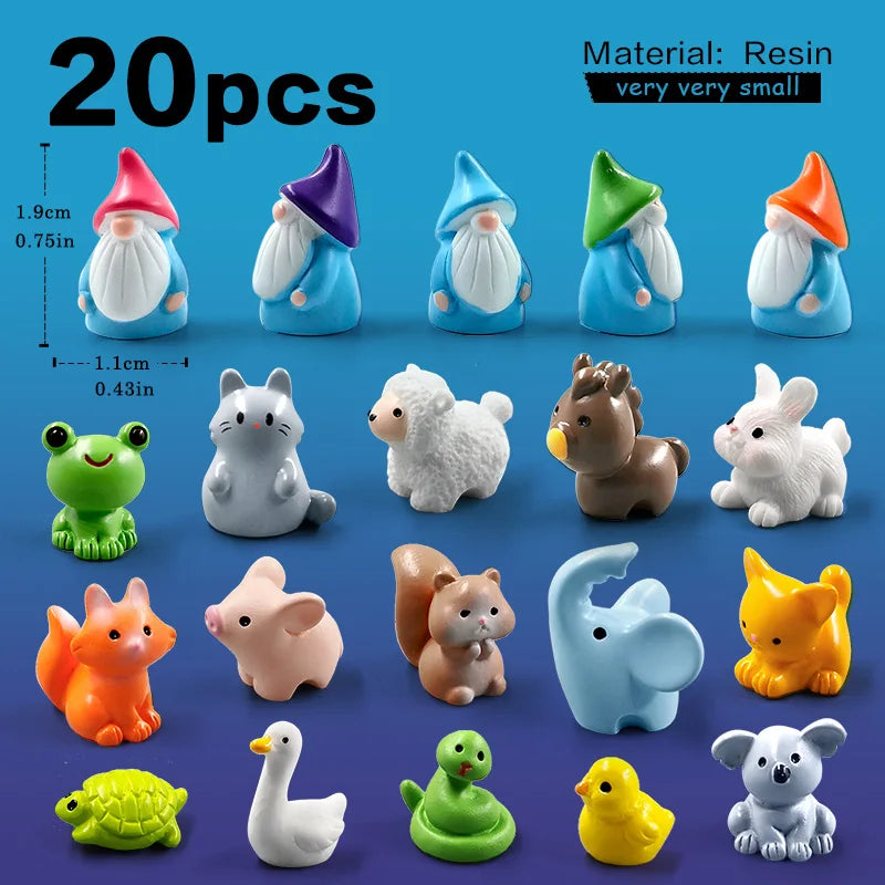 20Pcs Christmas Capybara Flamingo Toucan Pelican Fox Rabbit Pig Cat Frog Figurine Miniature Fairy Garden Decoration Accessories